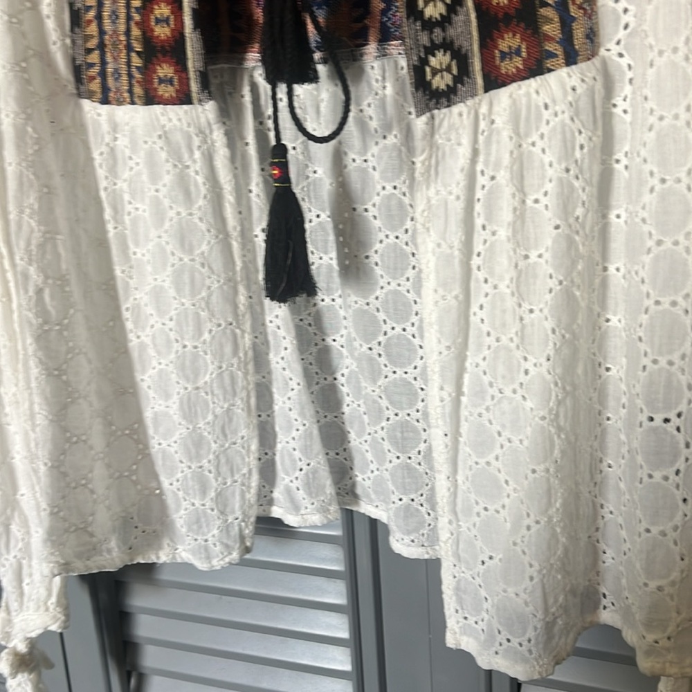 Catch Stitch : Bohemian White and Multicolor Top - L - Picture 3 of 9